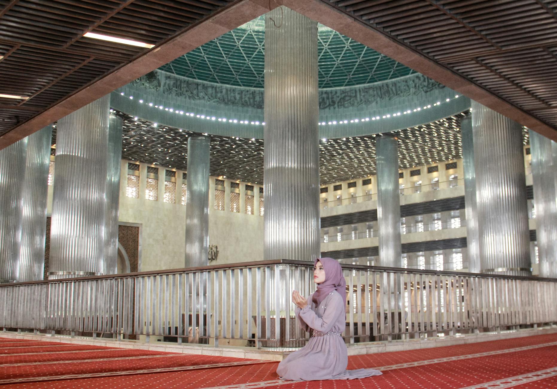 Interior of Istiqlal Mosque, the largest mosque in Southeast Asia