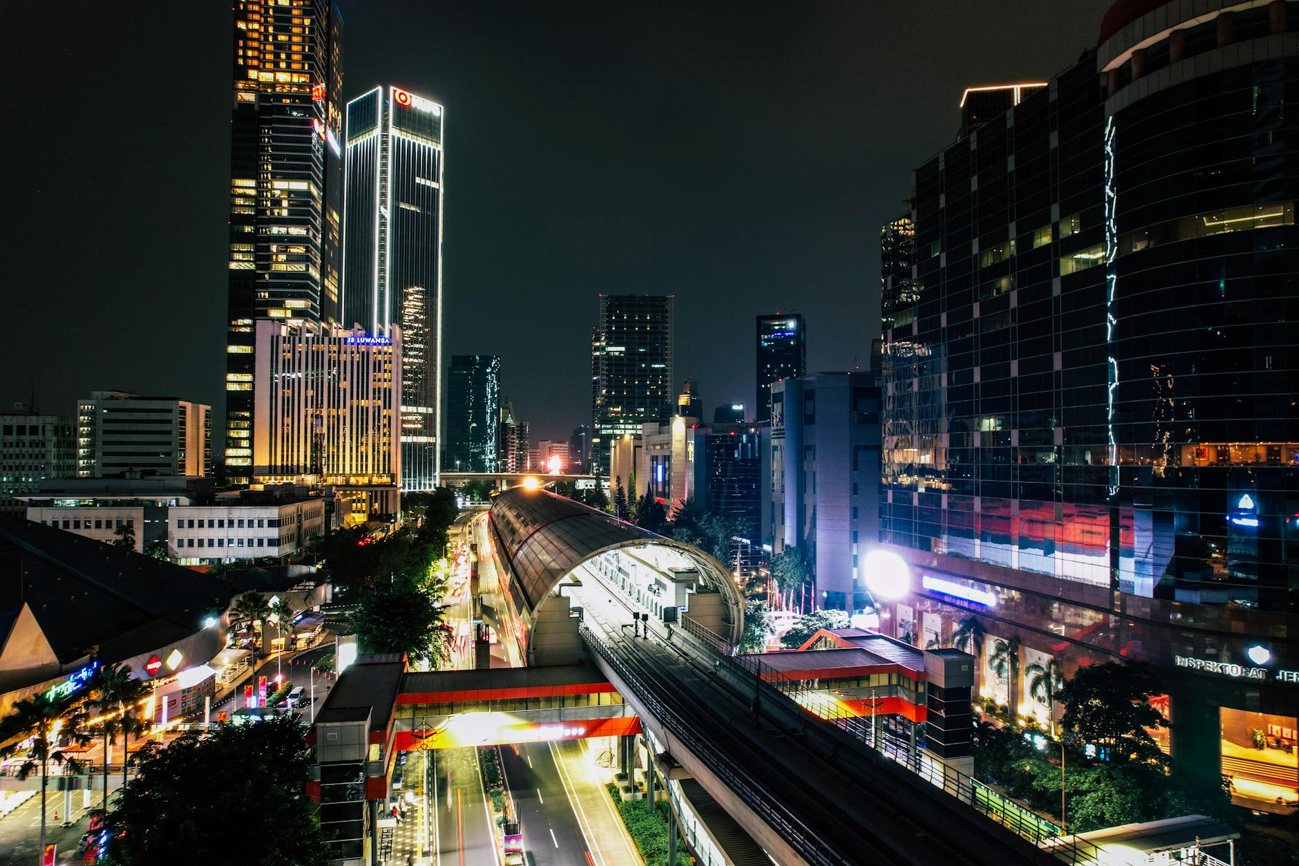 Jakarta skyline at night seen from a rooftop, one of the best attractions in Jakarta after dark