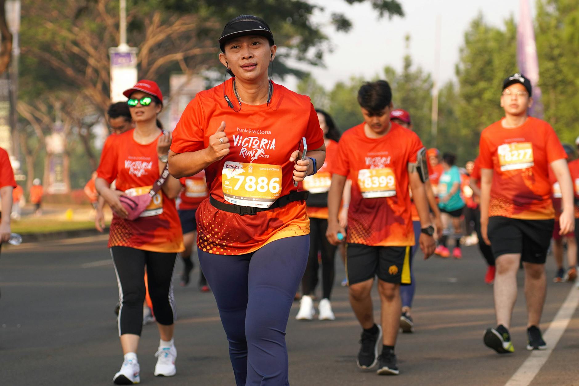 Joggers and cyclists on Sudirman during Jakarta Car-Free Day