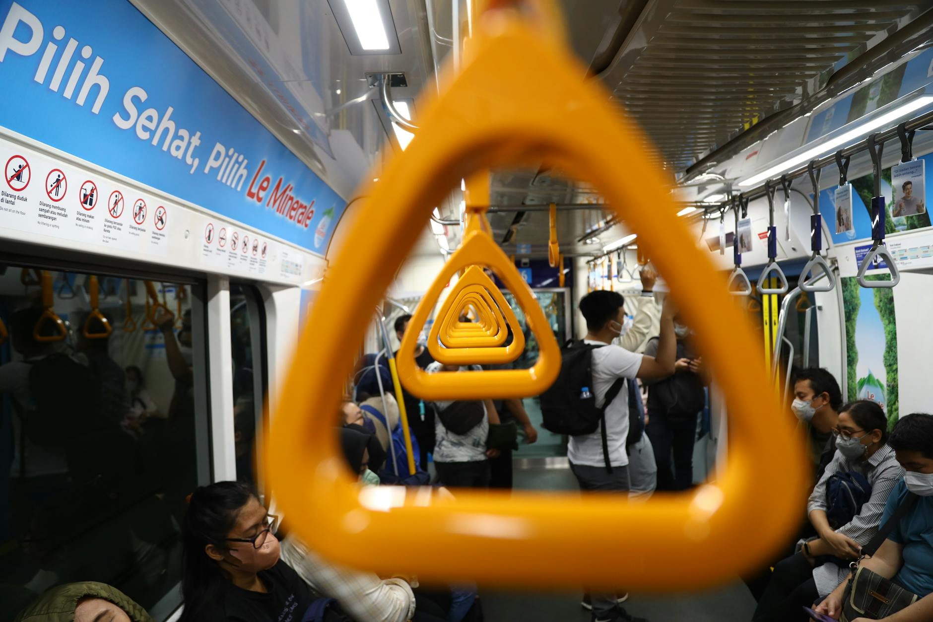 Passengers on the Jakarta MRT subway
