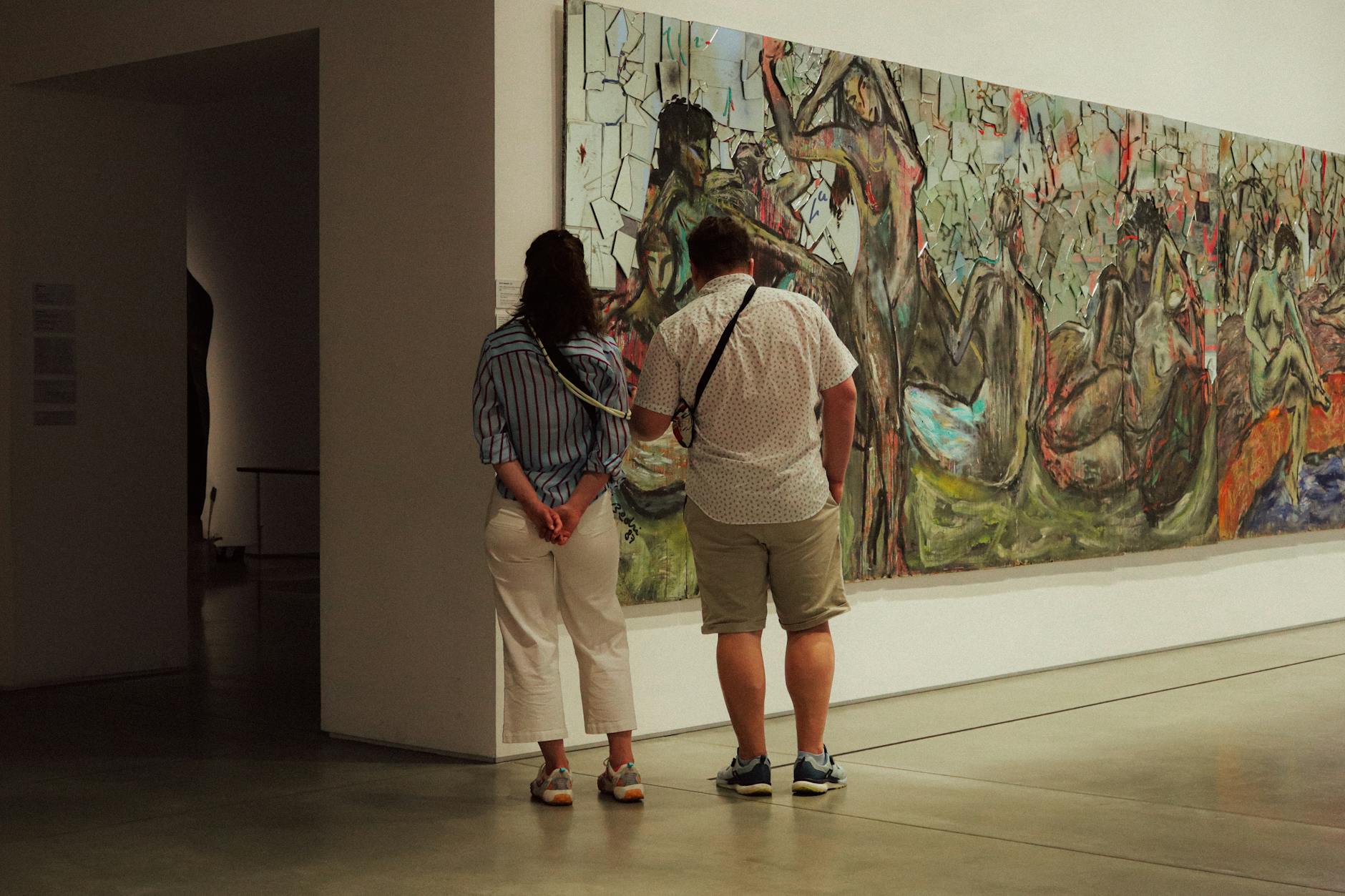 Modern museum interior with contemporary art exhibits