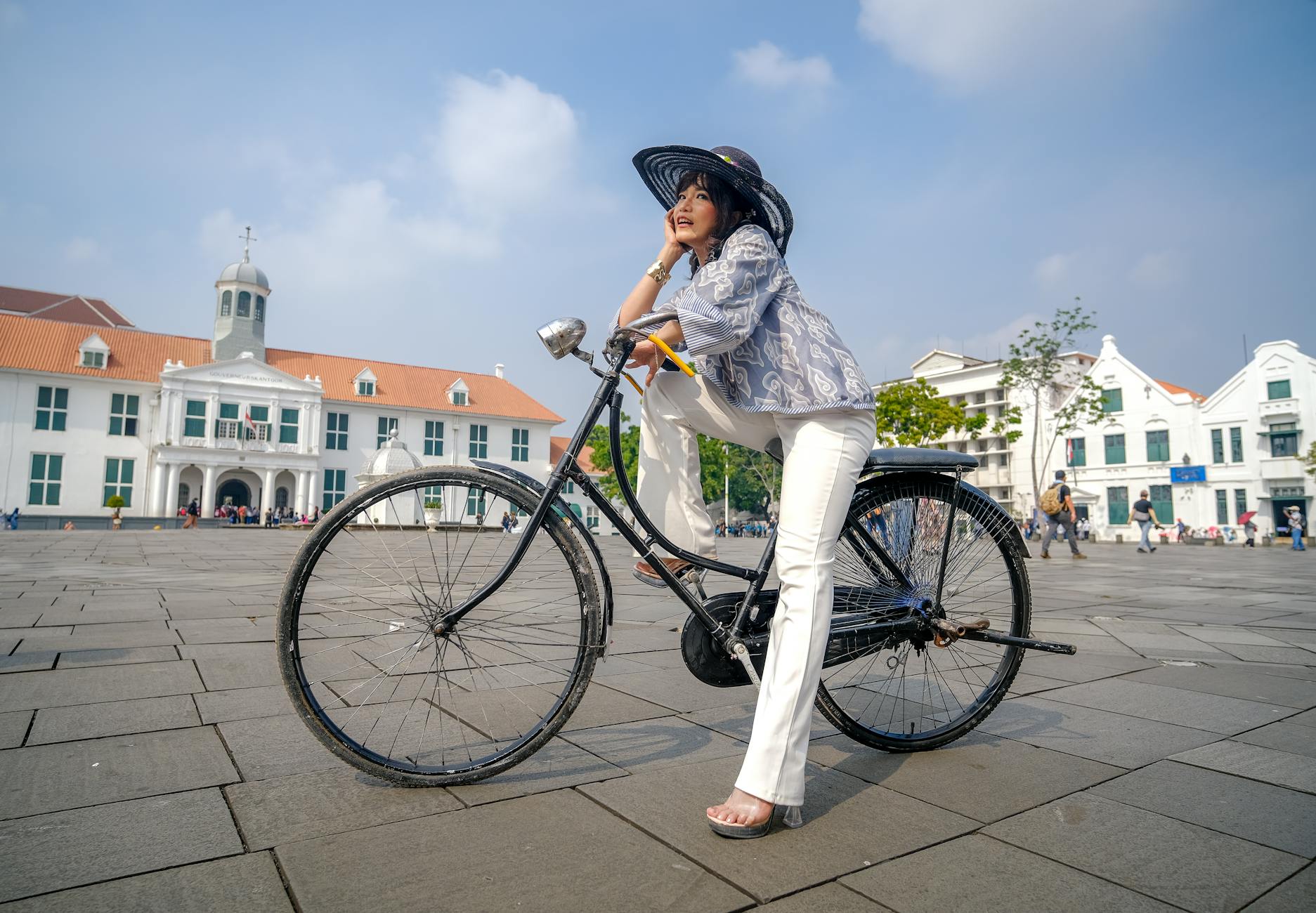 Colorful rental bicycles on Fatahillah Square in Jakarta's Kota Tua