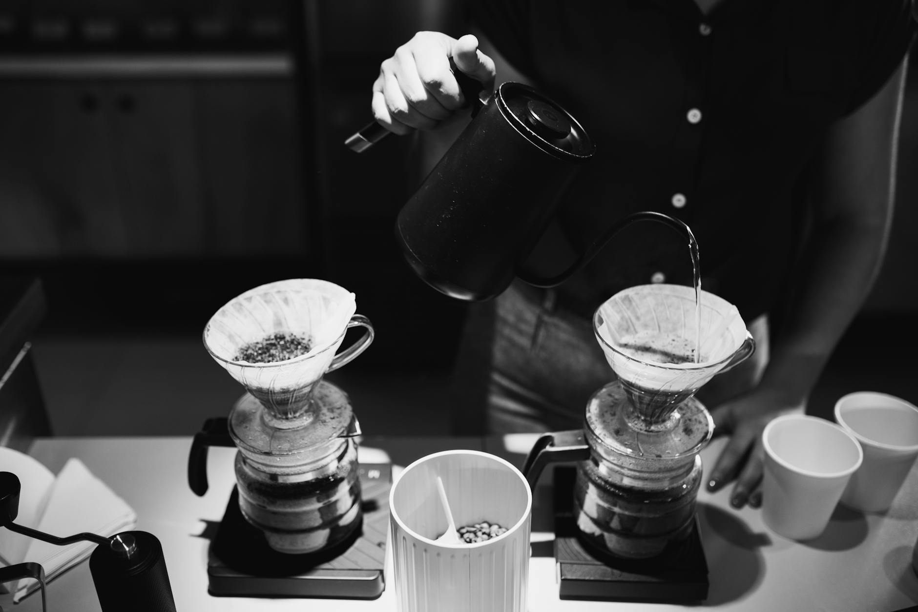 Specialty coffee being poured at a third-wave cafe
