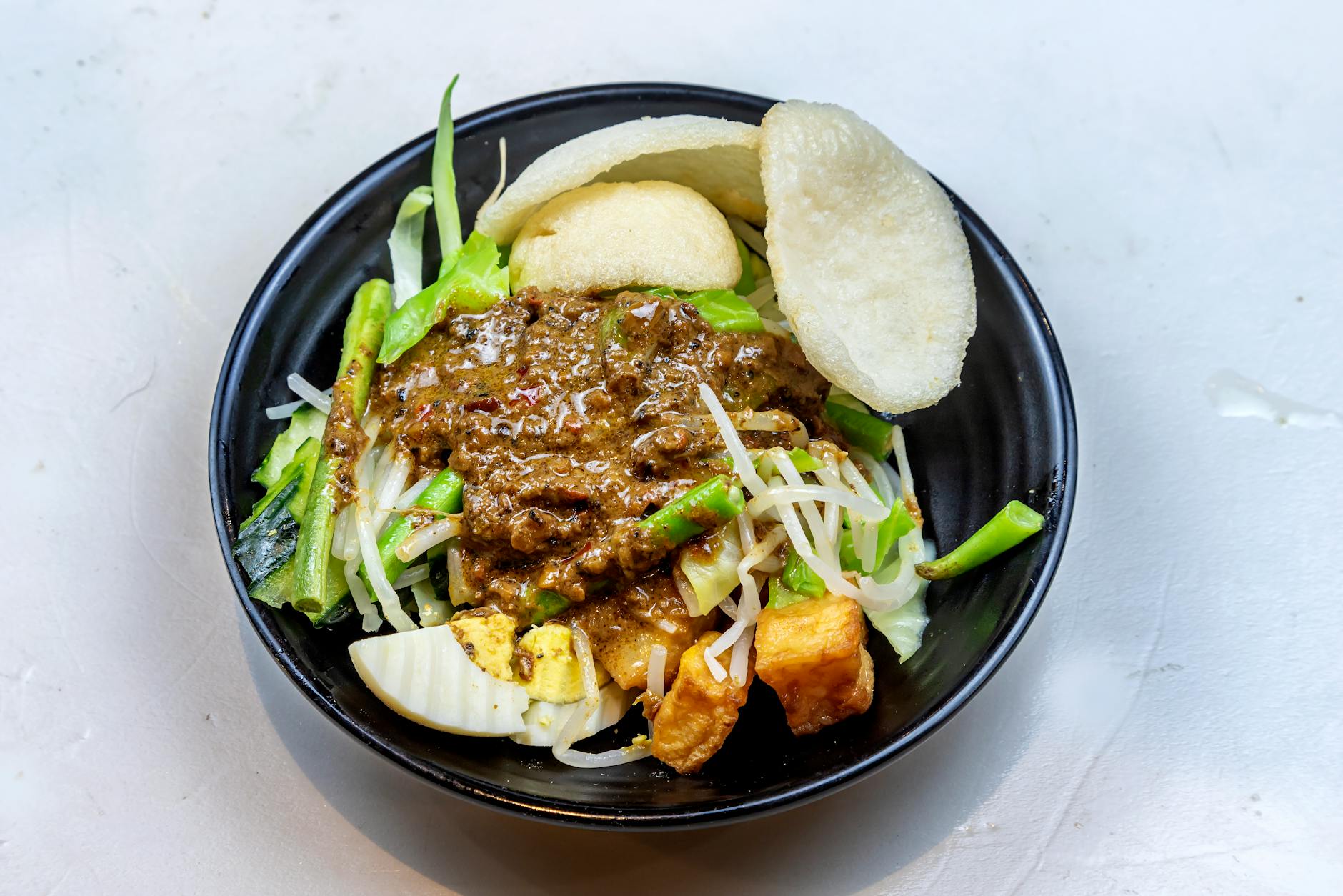 Plate of gado-gado - Indonesian vegetable salad with peanut sauce