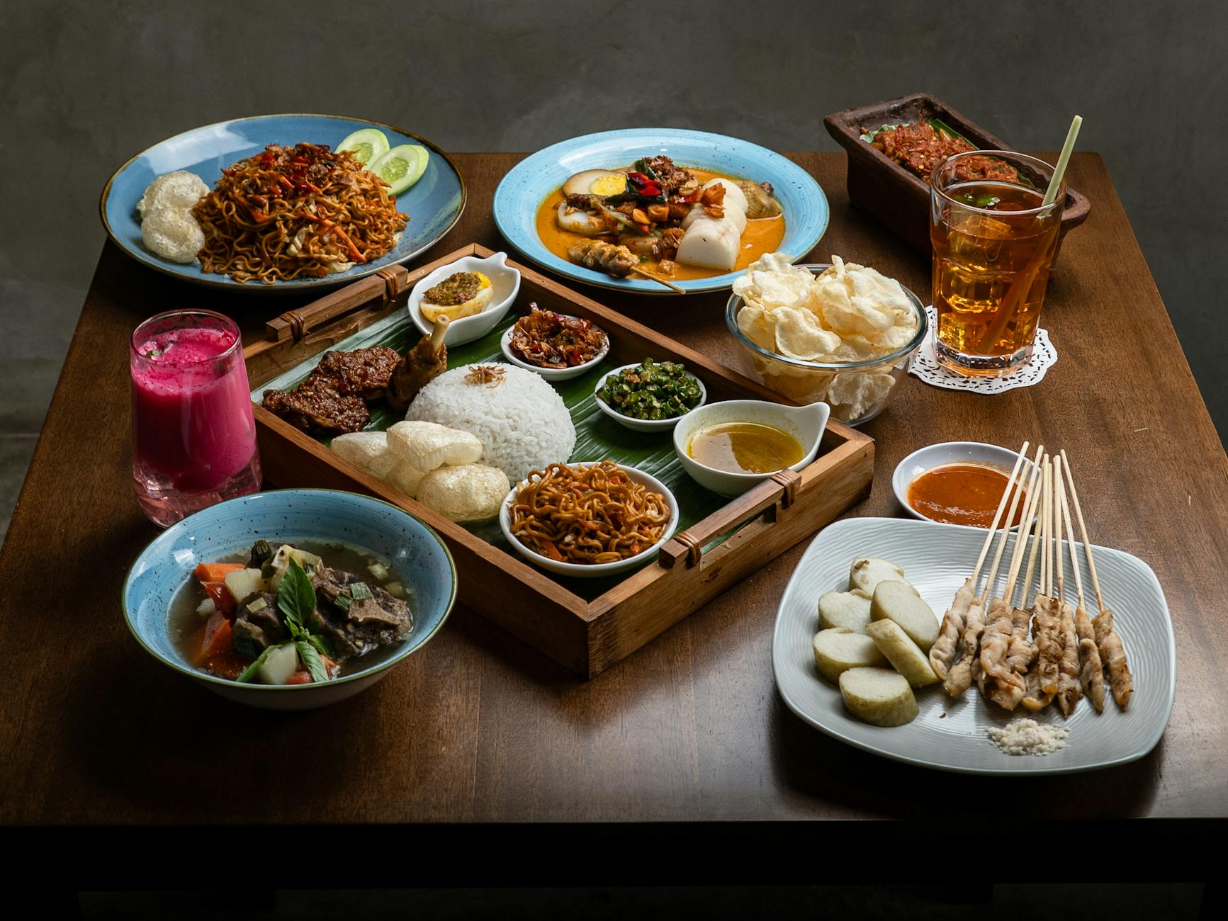 Bowl of soto Betawi - Jakarta beef coconut milk soup