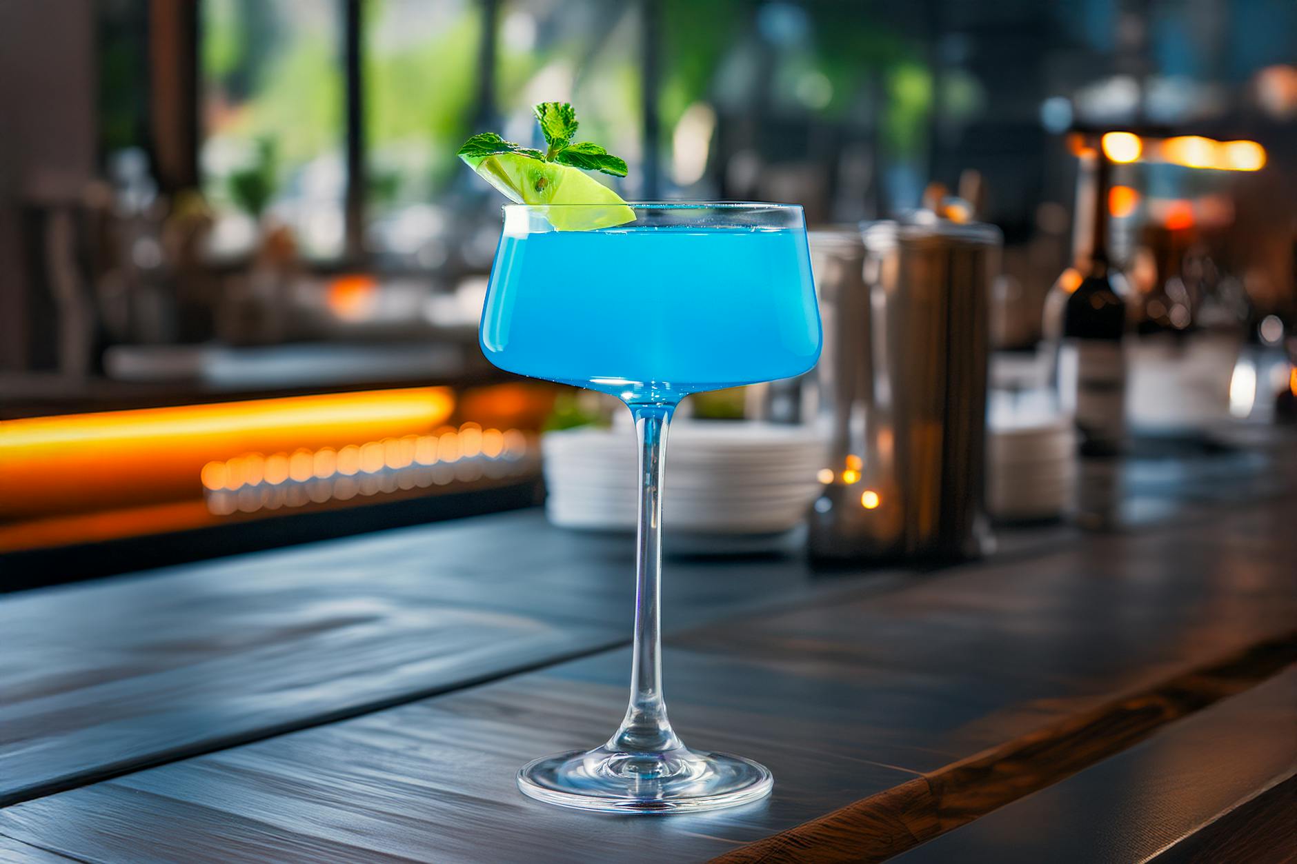 Elegant cocktail bar with craft drinks