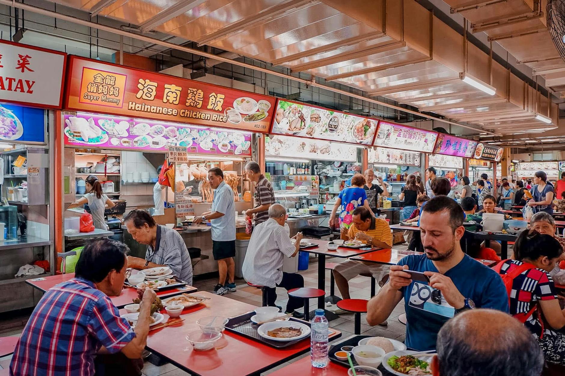 Modern food court inside a Jakarta shopping mall