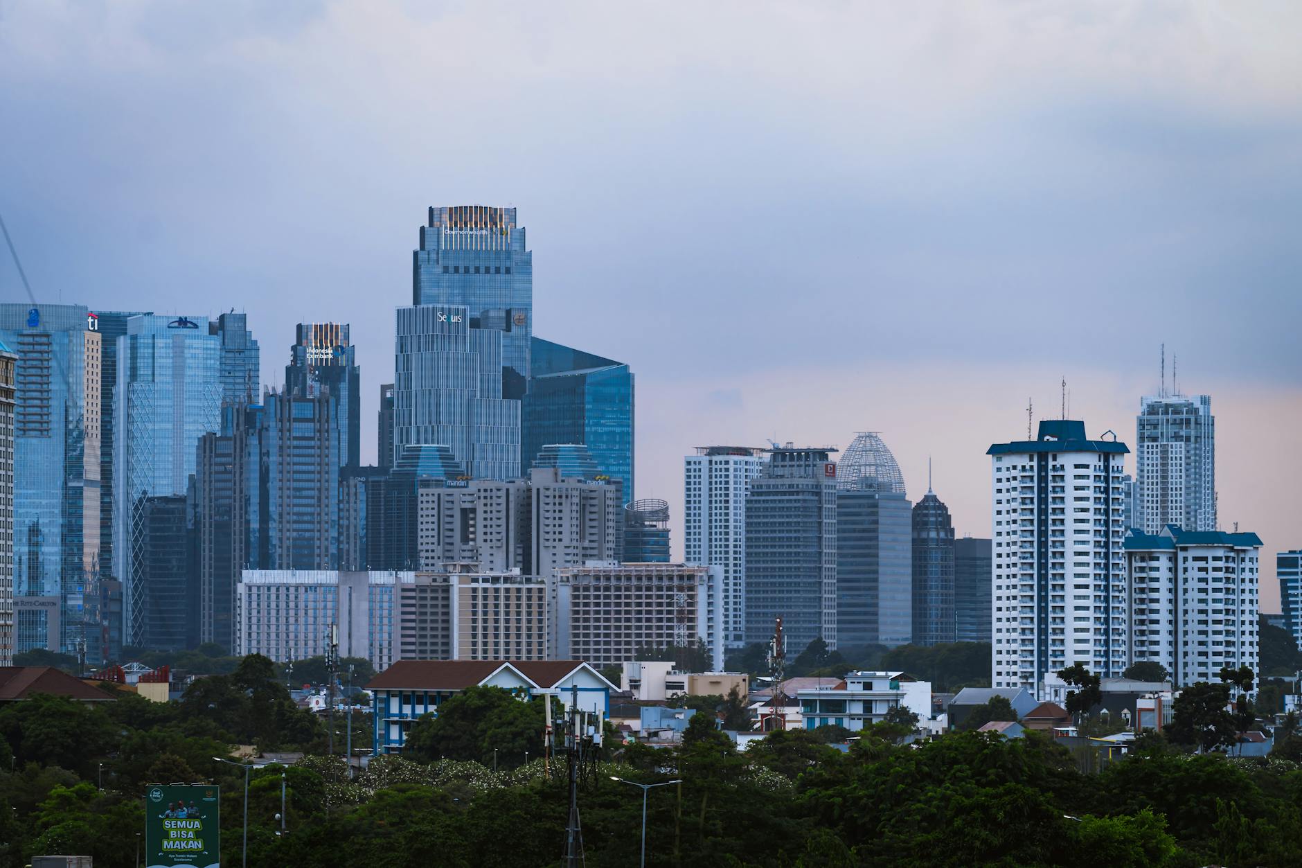 Modern skyscrapers in Jakarta SCBD business district where to stay for business travelers