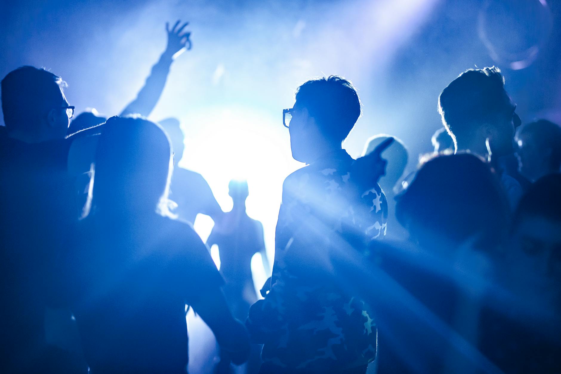 Nightclub dance floor with vibrant lights