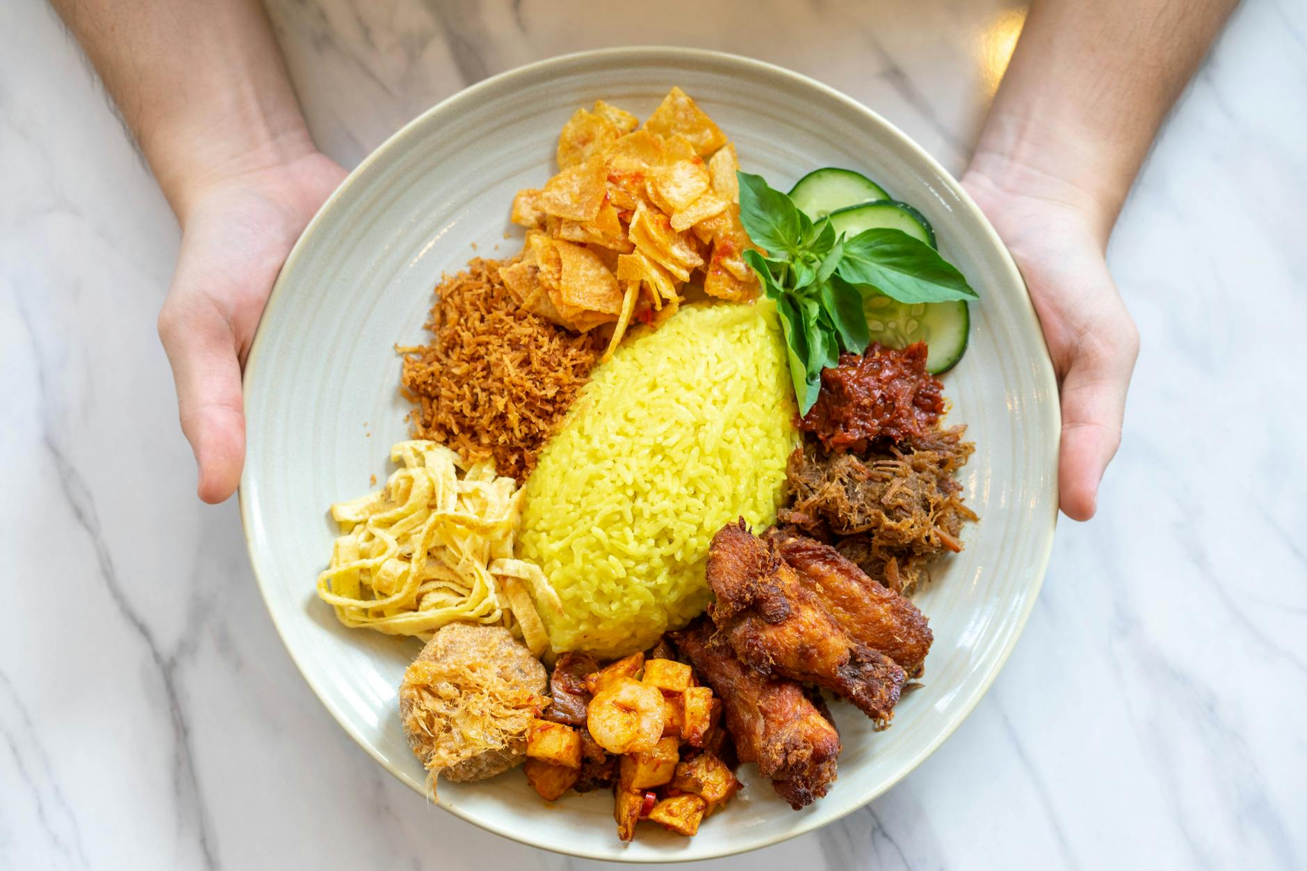 Indonesian coconut rice with herbs and aromatics
