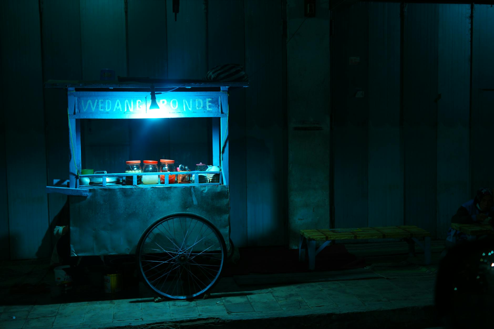 Jalan Sabang Jakarta street food evening lights vendors