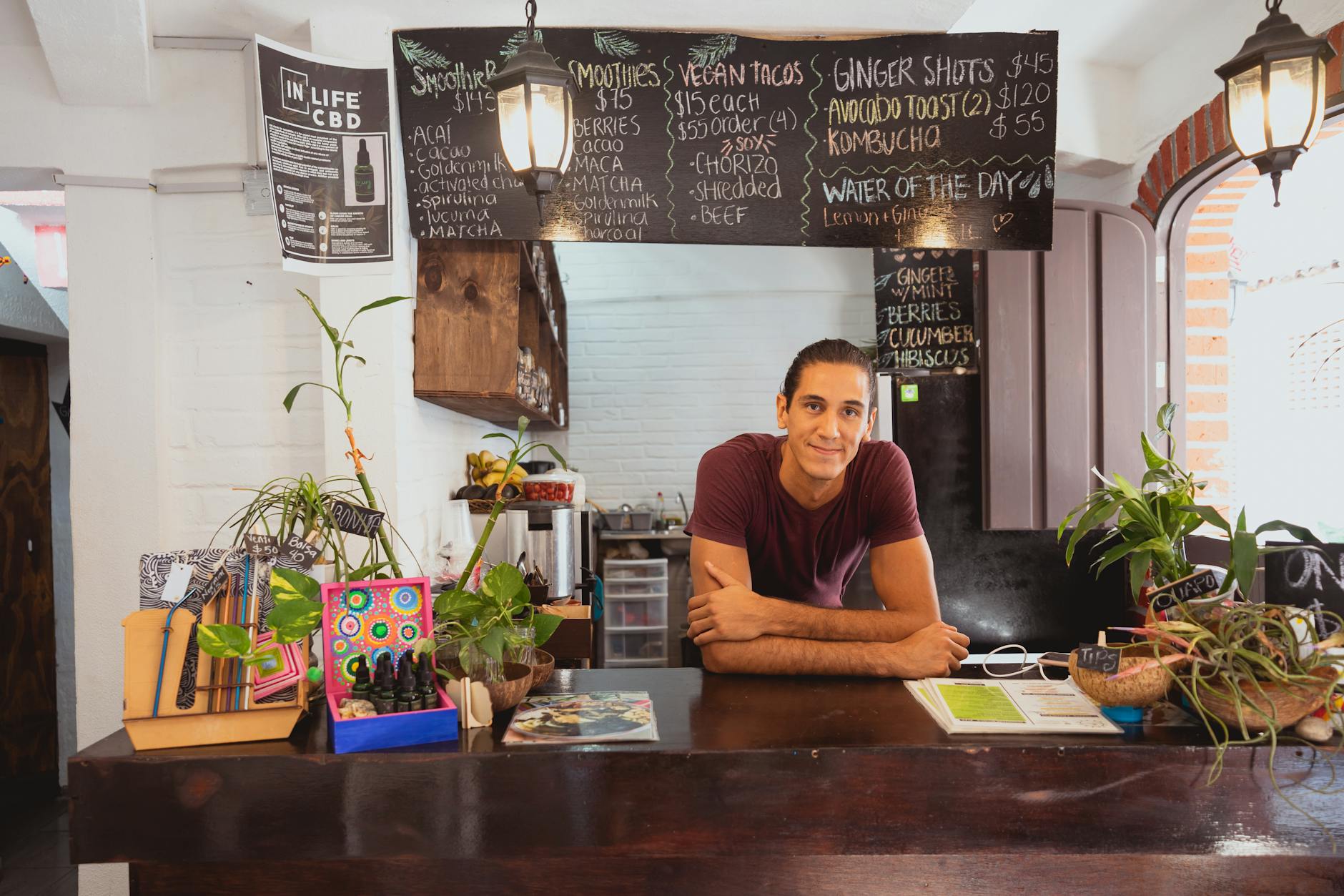 Plant-based vegan restaurant cafe interior modern