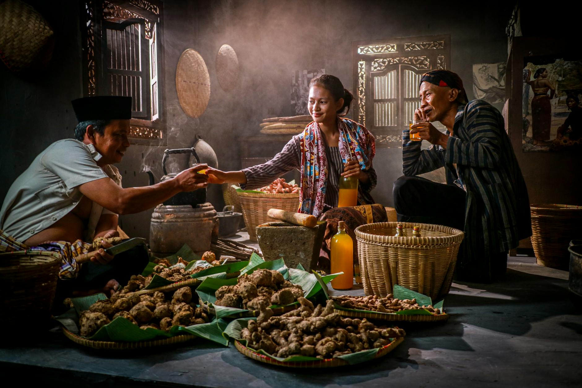 Indonesian spices packaging traditional turmeric ginger
