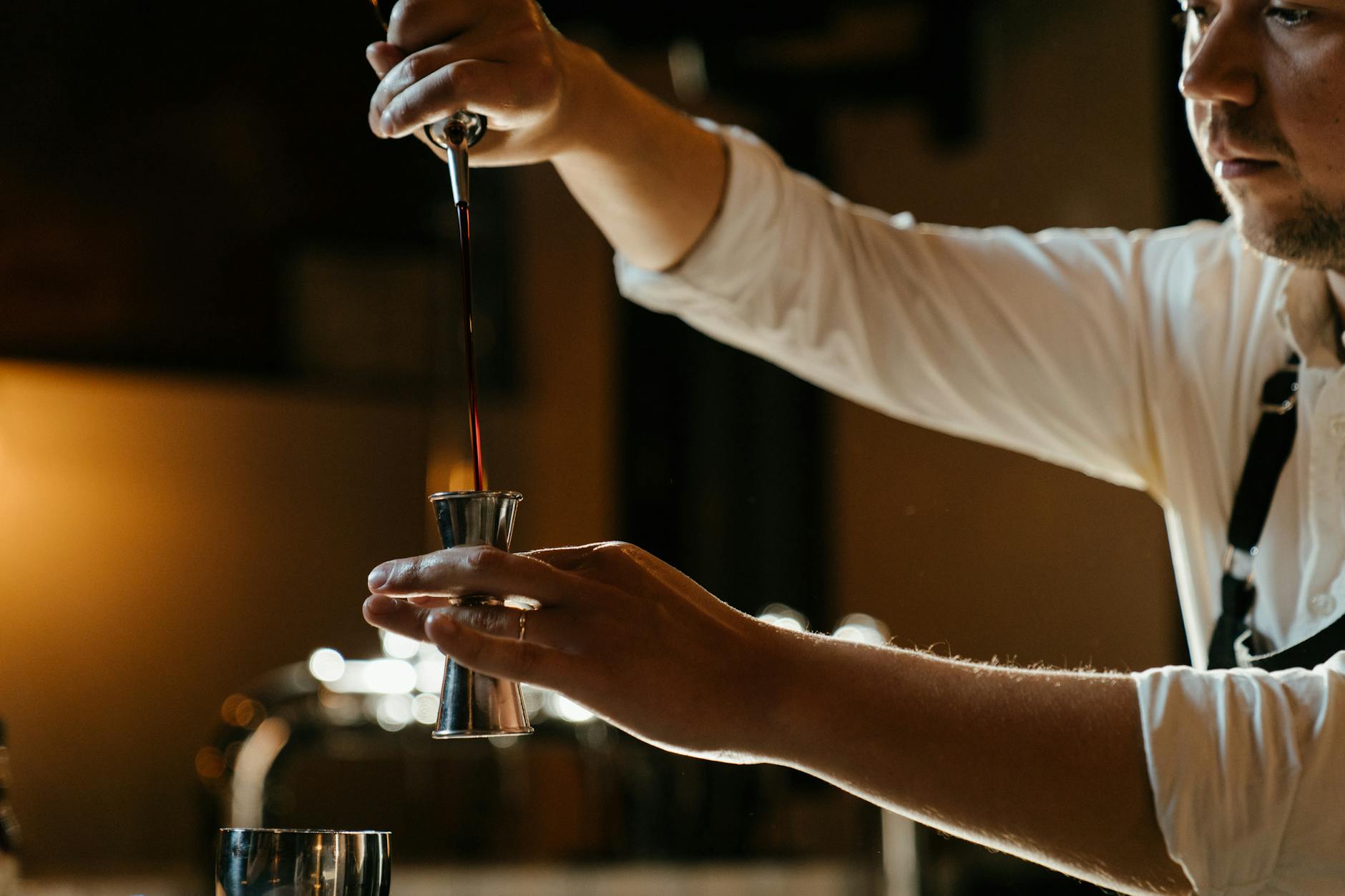 Japanese style bartender precision cocktail crafting