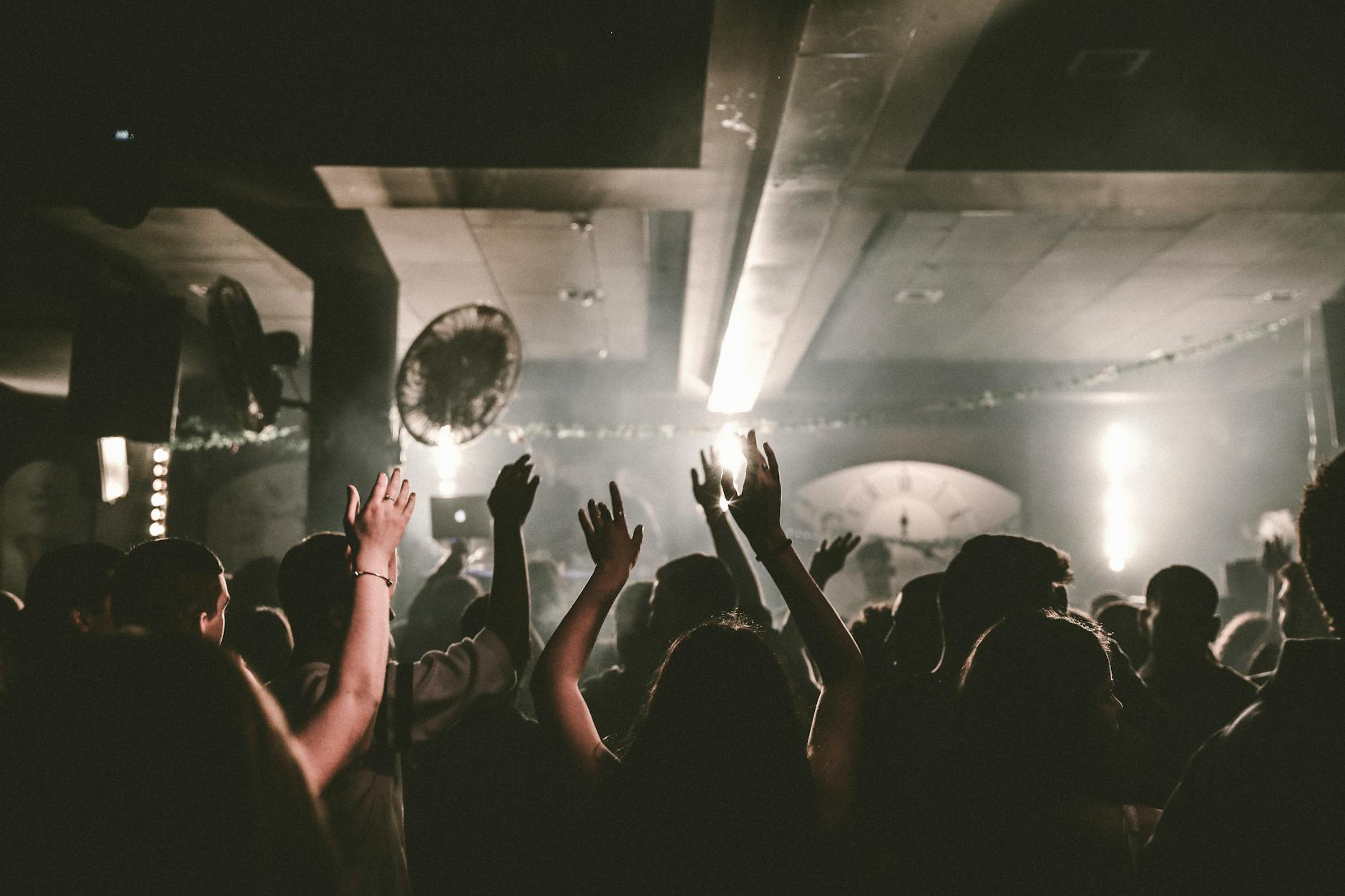 Smaller intimate nightclub crowd music venue