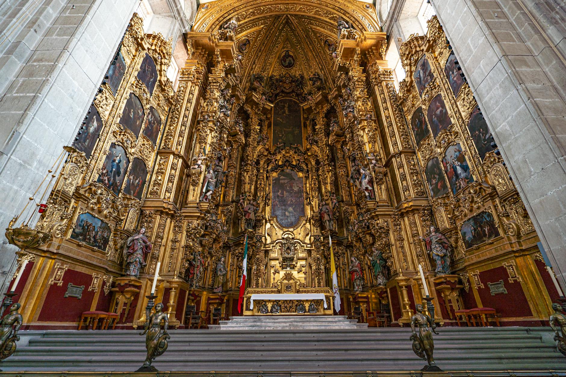 Cathedral altar interior Catholic religious worship
