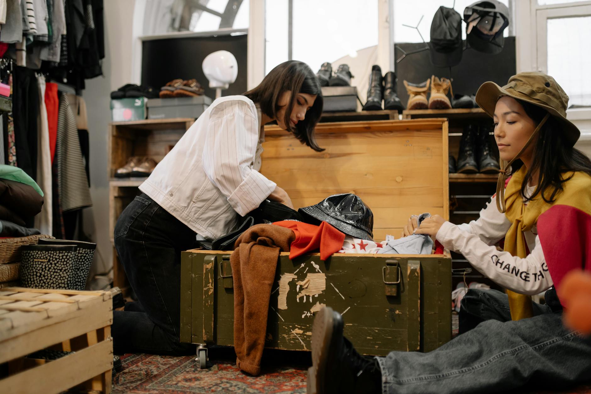 Pasar Senen Jakarta vintage clothing market crowded indoor