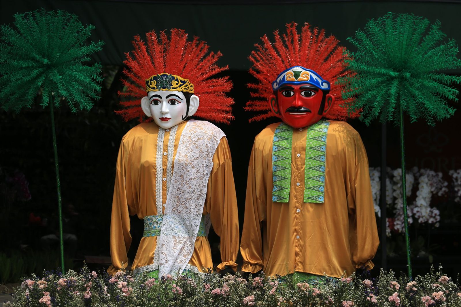 Betawi ondel-ondel puppets at a Jakarta cultural festival