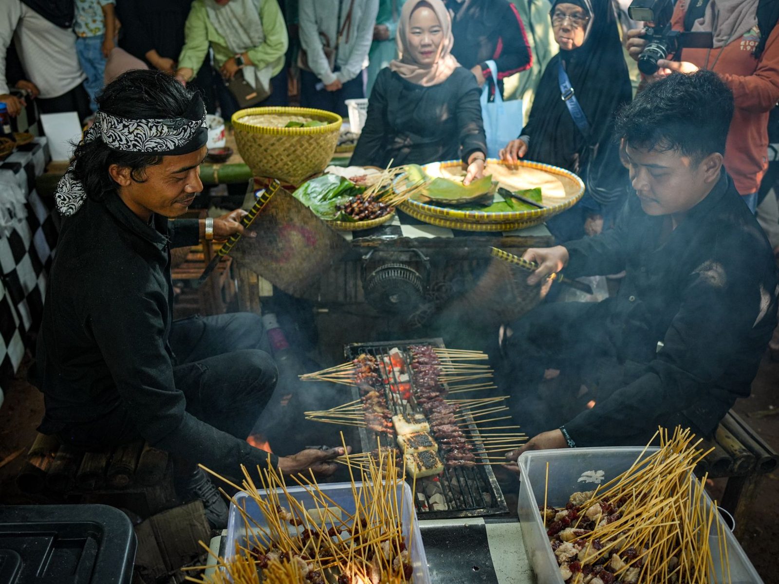 Food festival stalls at a Jakarta culinary event