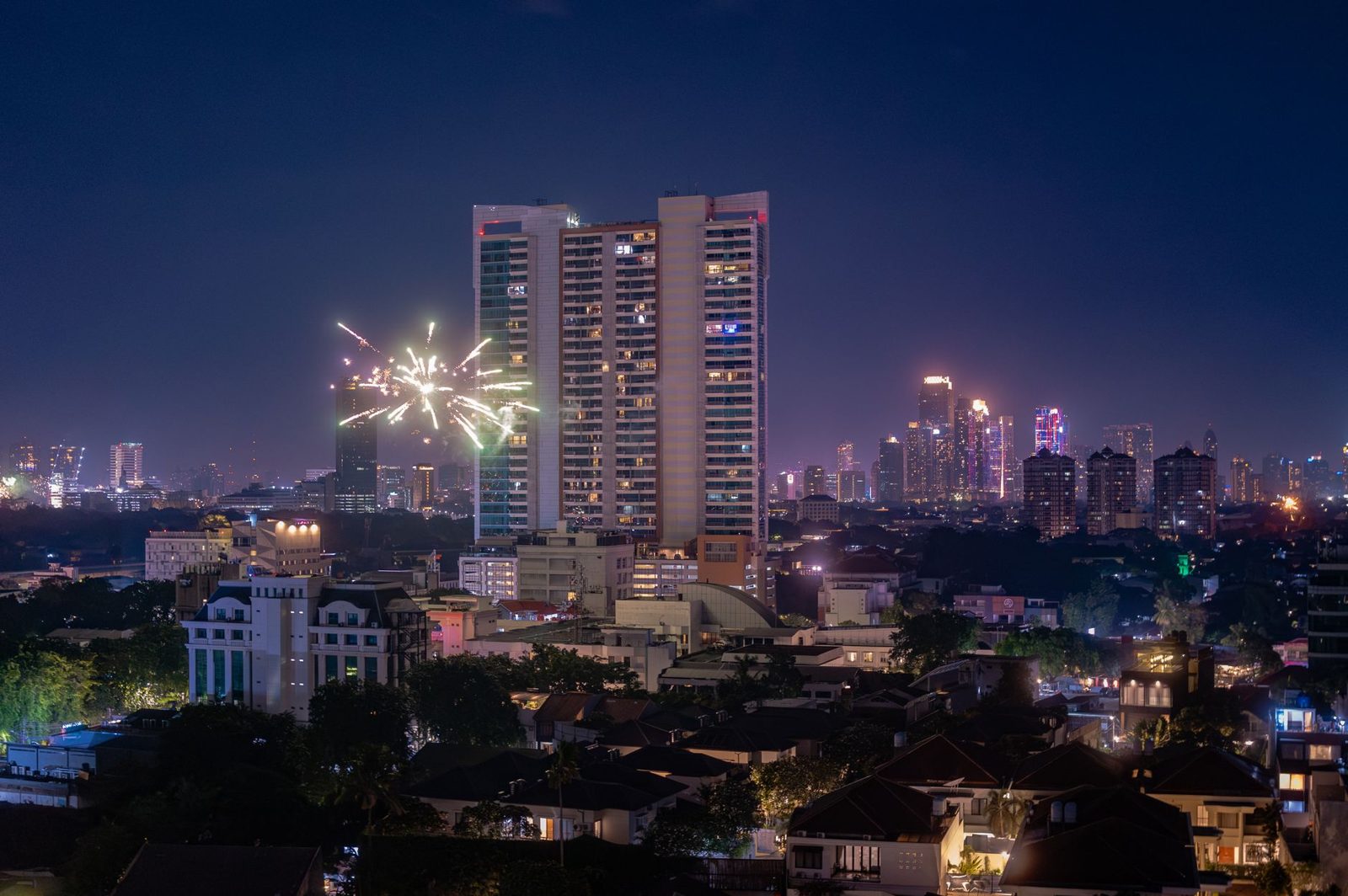Fireworks over Jakarta during a New Year celebration