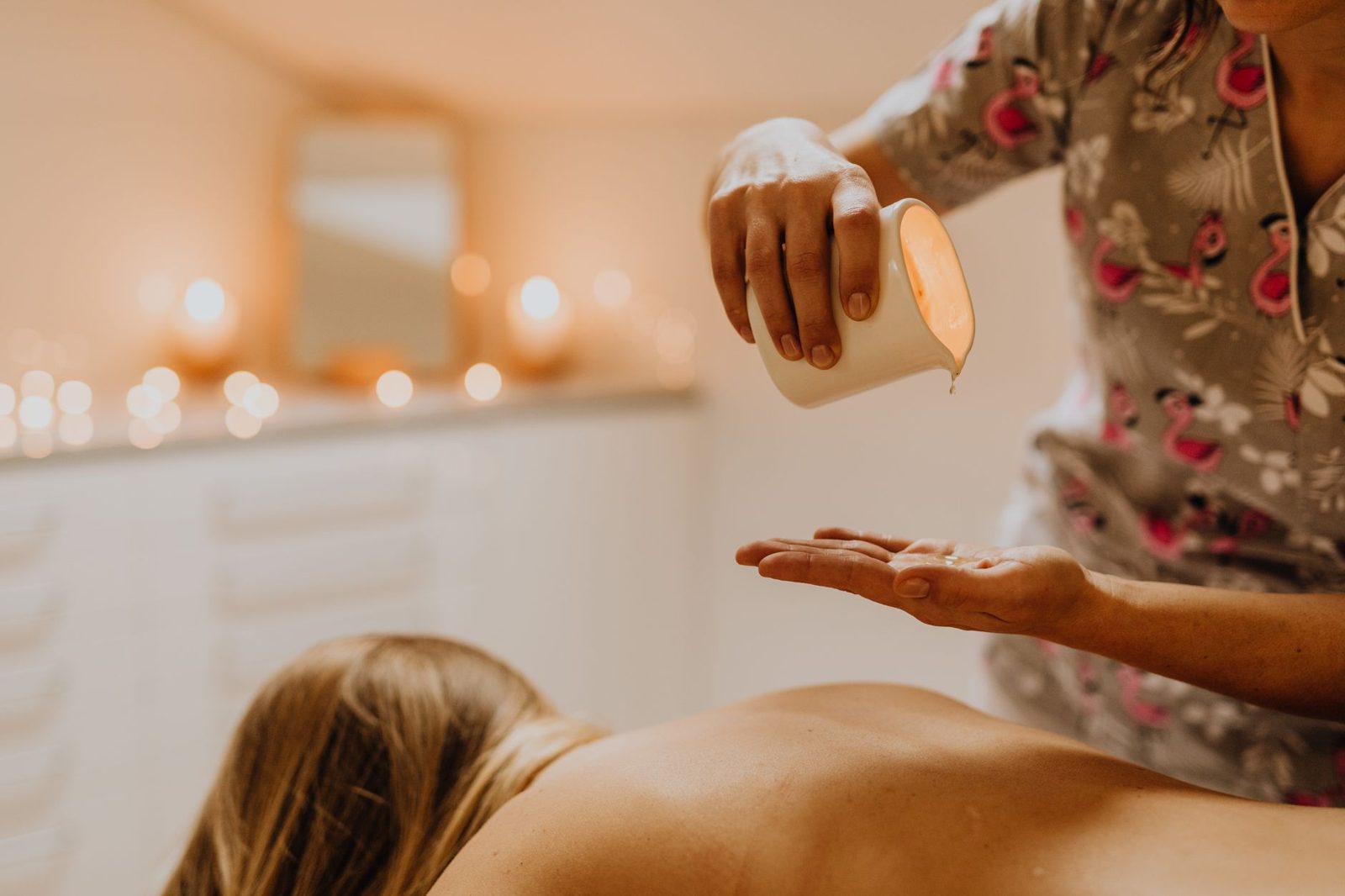 Luxury spa treatment room with candles in Jakarta