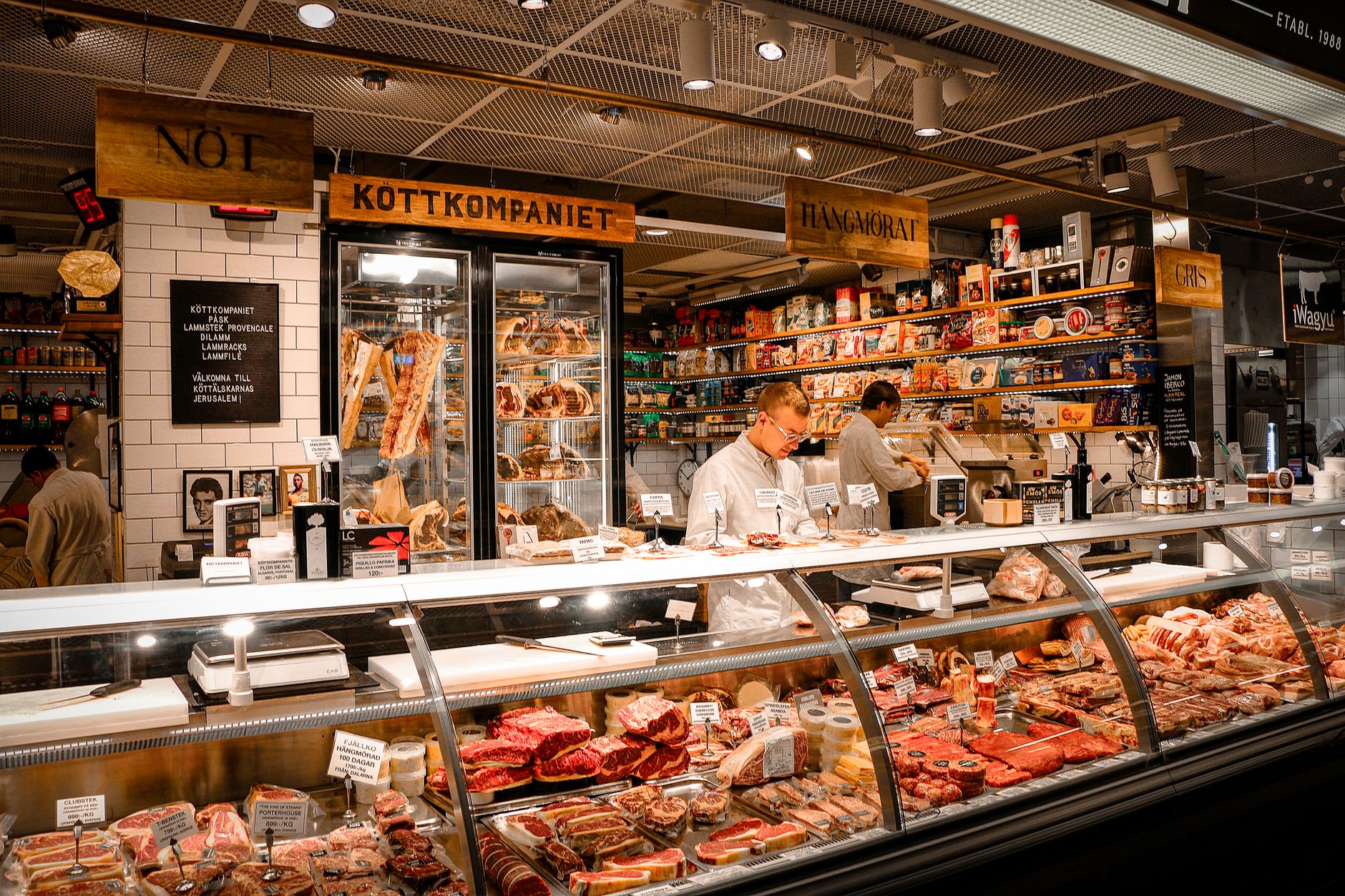 A deli counter and shelves of imported groceries of the kind Kemang's expatriate food shops carry